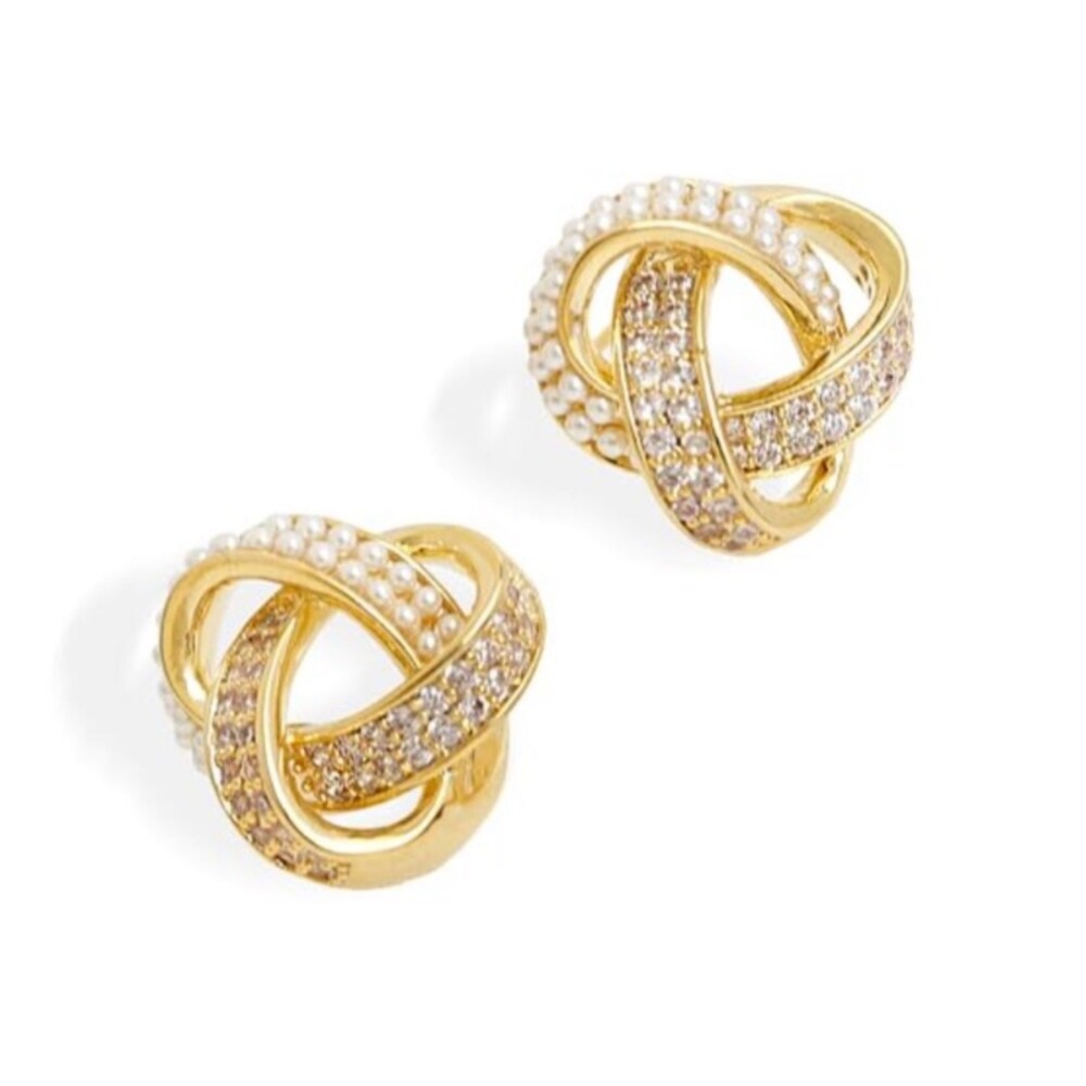 Twisted Golden Double Circle 14k gold plated Earrings new
